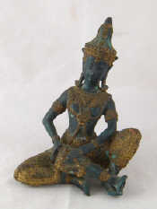 Appraisal: A bronzed figure of a dancer with gilt clothing playing