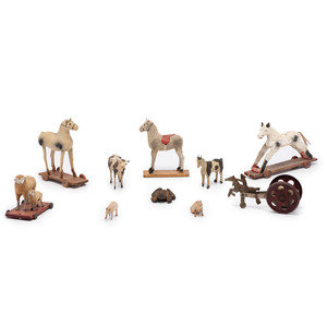 Appraisal: Eight Miniature Painted Papier-M ch Animal Figures Late th Century