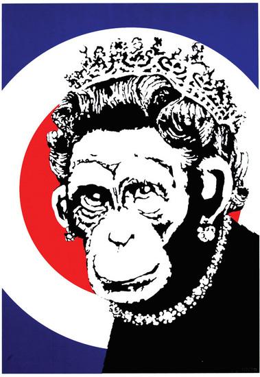 Appraisal: Banksy b monkey queen silkscreen printed in colors numbered published