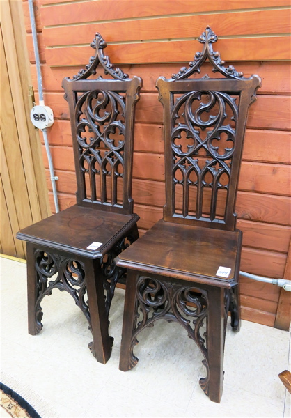 Appraisal: A PAIR OF OAK GOTHIC REVIVAL SIDE CHAIRS English early