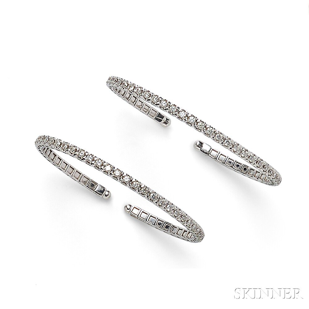 Appraisal: Two kt White Gold and Diamond Bracelets each slightly flexible