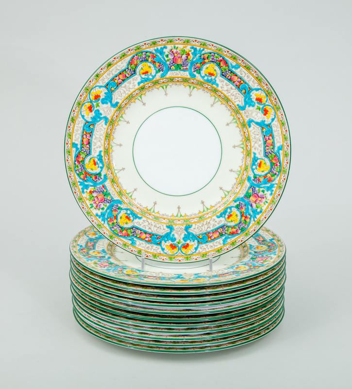 Appraisal: Set of Twelve Wedgwood Enameled Pottery Dinner Plates in diam