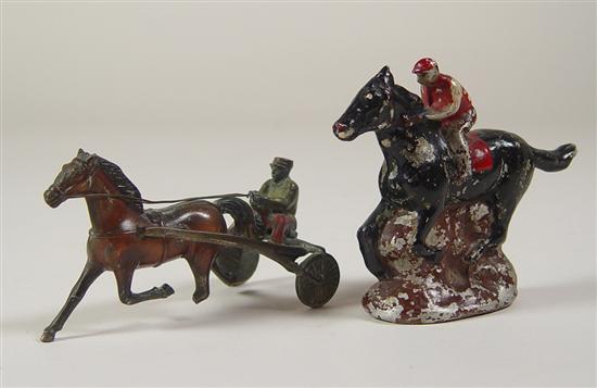 Appraisal: Two Spelter Horse Racing Figures Horse with surry and driver