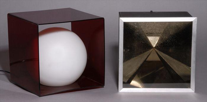 Appraisal: HARBERT GESNER LIGHT PRISM AND A CLARET PLEXIGLASS LAMP The