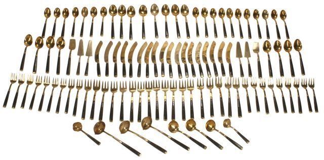 Appraisal: lot of Gilt brass flatware service with horn handles likely