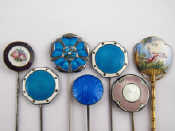 Appraisal: A mixed lot of enamelled hat pins including white metal