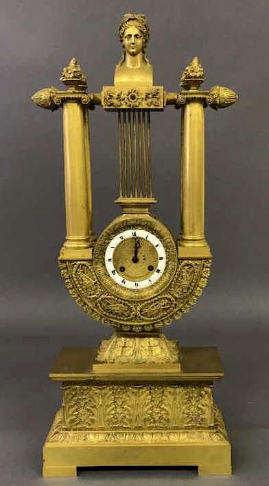 Appraisal: Fine French Fire-Gilt Mantel Clock Fine French fire-gilt mantel clock