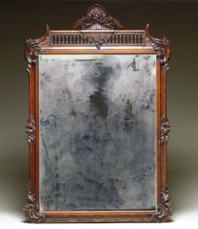 Appraisal: ANTIQUE MIRROR WITH CARVED FRAME Antique American rectangular mirror with