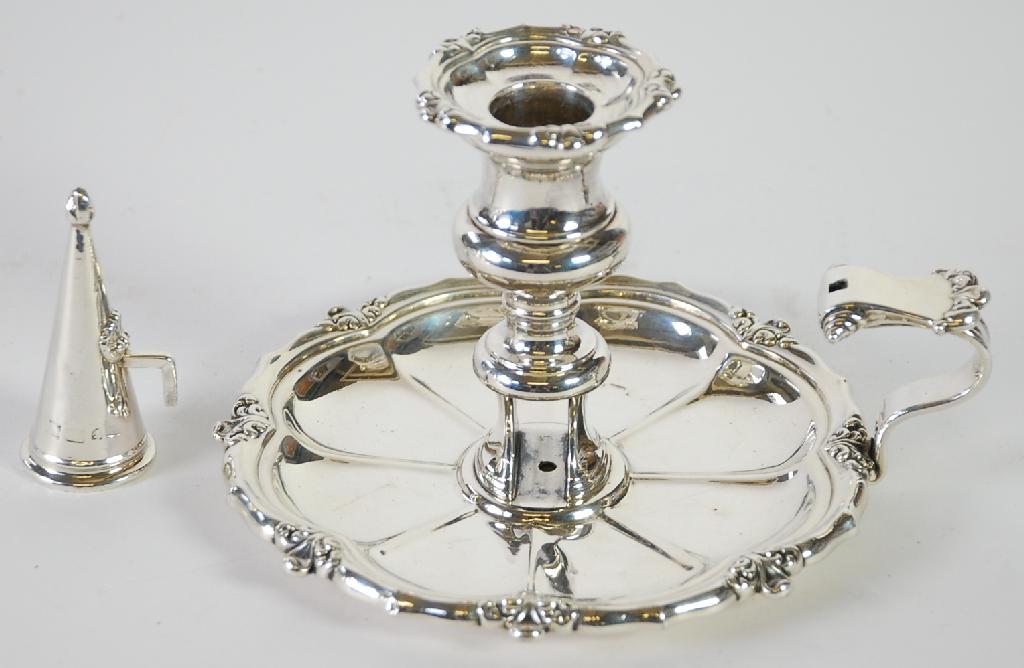 Appraisal: GEORGE IV SILVER CHAMBERSTICK the detachable sconce above an urn