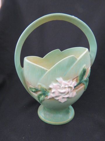 Appraisal: Roseville Pottery Gardenia Basket green - 's excellent