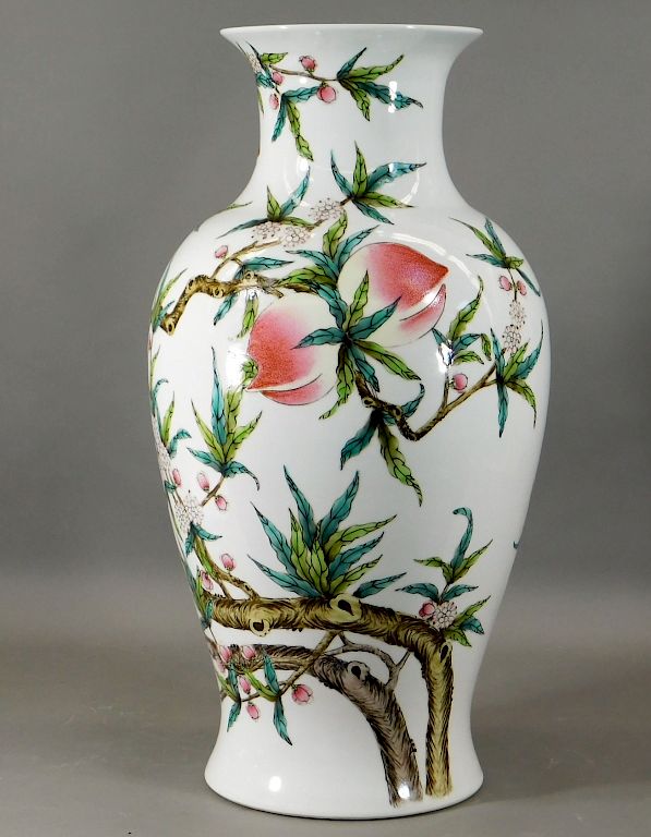 Appraisal: Chinese Republic Famille Rose Porcelain Peach Vase China Republic Period