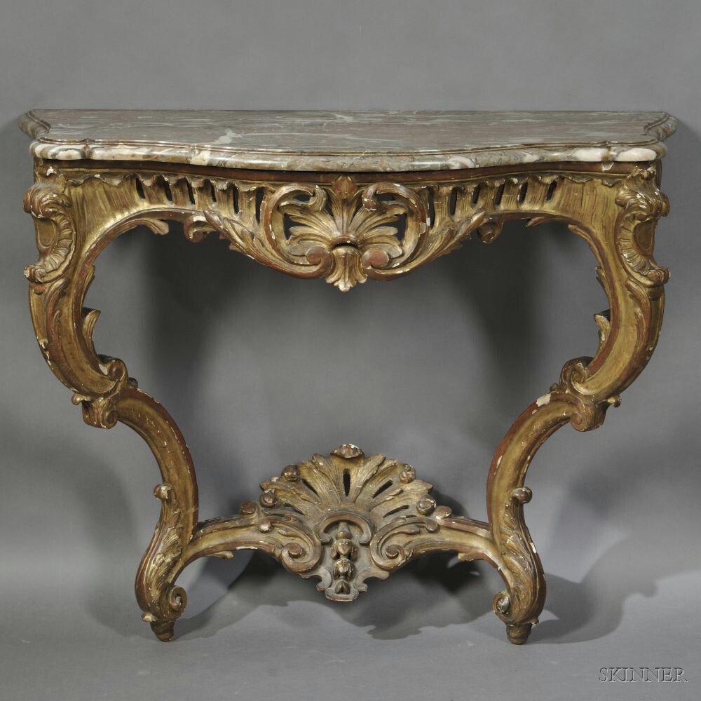 Appraisal: R gence-style Marble-top Console Table France late th early th