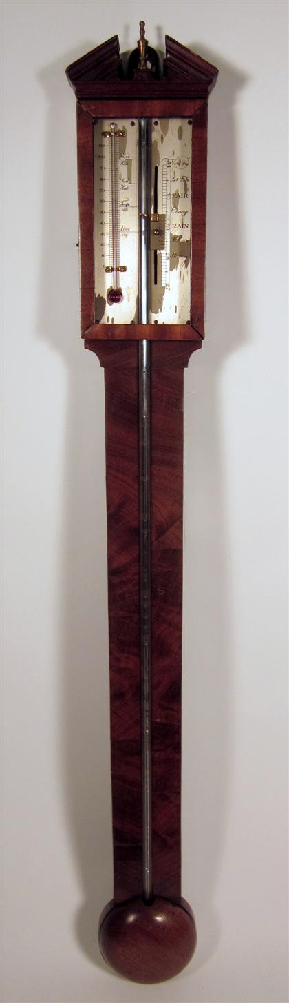 Appraisal: late George III mahogany stick barometer circa