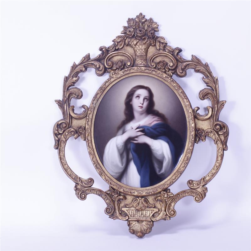 Appraisal: Large and fine German Handpainted Porcelain Plaque depicting The Virgin