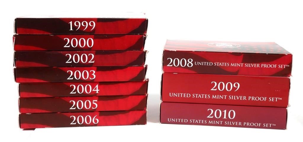 Appraisal: Ten Department of the Treasury US Mint silver proof sets