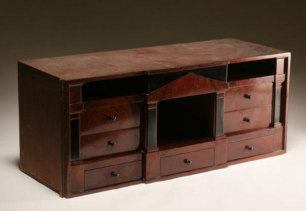 Appraisal: Biedermeier style desk jewelry cabinet insert mahogany veneers and ebonized