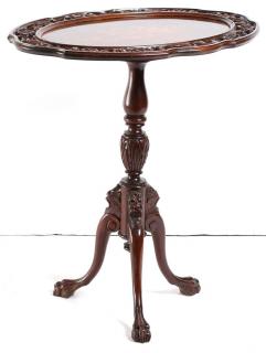 Appraisal: Vintage Marquetry Walnut Tilt The oval top with an articulated