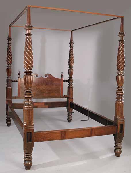 Appraisal: A West Indies Classical Carved Mahogany Tester Bed c -