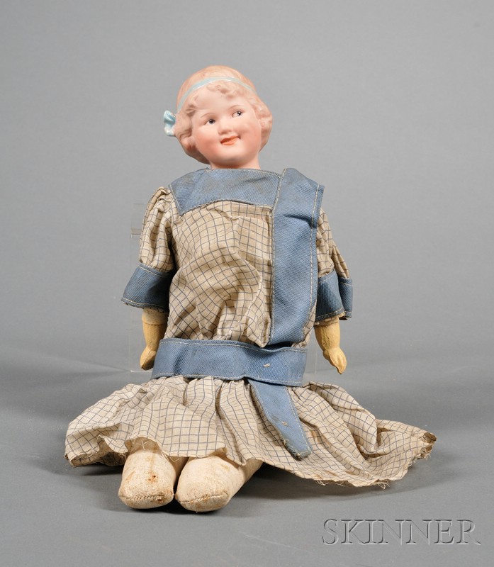 Appraisal: Heubach Bisque Shoulder Head Smiling Character Doll and German Composition