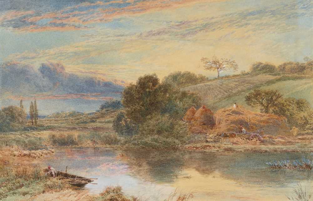 Appraisal: MYLES BIRKET FOSTER BRITISH - HARVESTING AT SUNSET Signed with