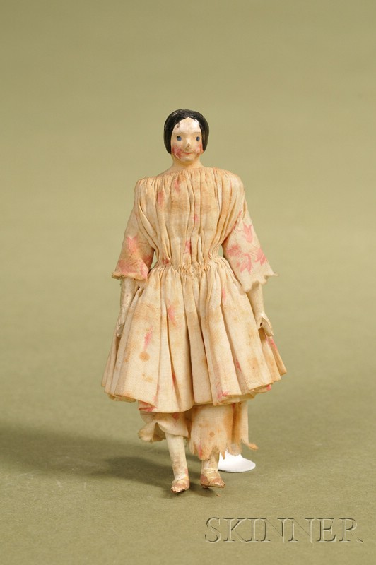 Appraisal: Small Papier-mache Lady Germany c papier-mache shoulder head molded and