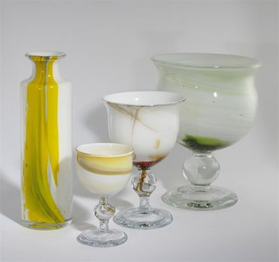 Appraisal: A Holmegaard Danish glass vase white and yellow streaked glass