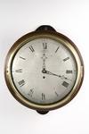 Appraisal: ENGLISH GALLERY CLOCK - Engraved Silver-washed Steel Face Clock marked