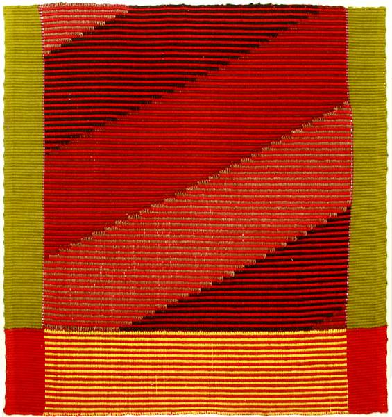 Appraisal: Ahza Cohen born untitled fiber tapestry with diagonal banded design