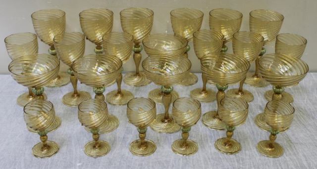 Appraisal: Set of Antique Venetian Glass Stemware Includes each of the