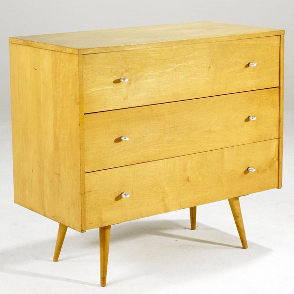 Appraisal: PAUL MCCOBB FOR WINCHENDON Solid birch three drawer chest with