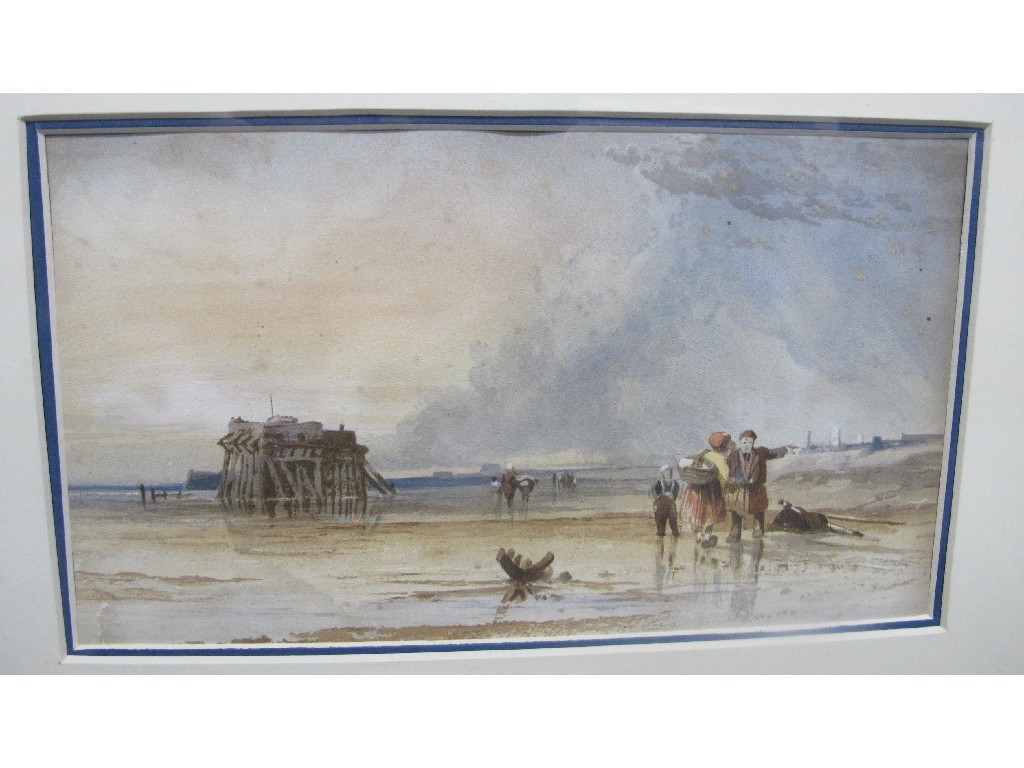 Appraisal: Watercolour of figures on a beach unsigned