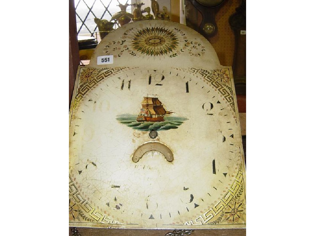 Appraisal: A th century longcase clock dial painted with broken arch