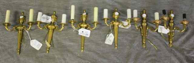 Appraisal: Reynaud Lighting Lot Includes a set of four lacquered brass