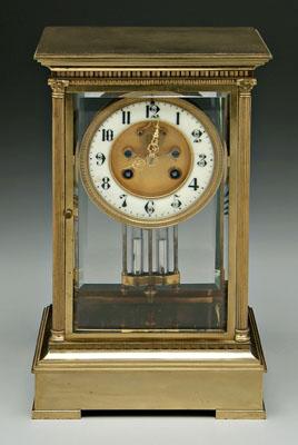 Appraisal: Crystal regulator clock brass and glass construction reeded columns with