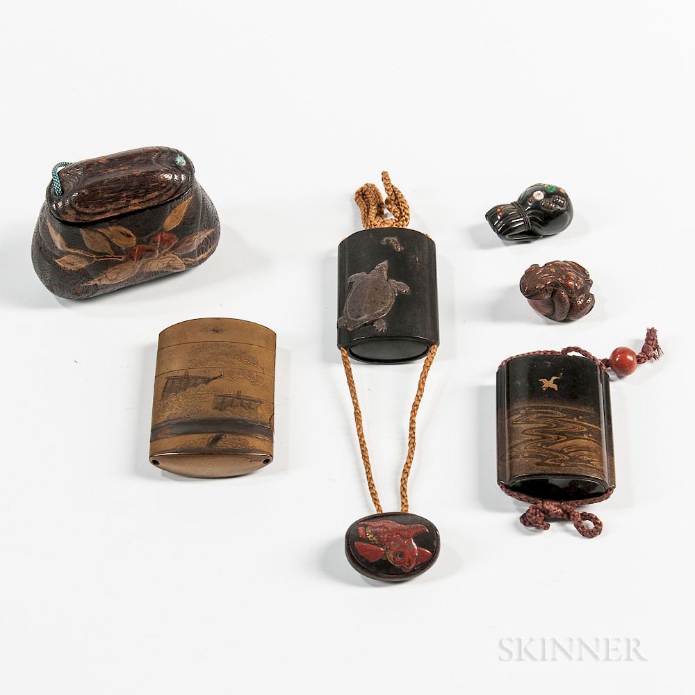 Appraisal: Four Assorted Inros and a Netsuke Four Assorted Inros and