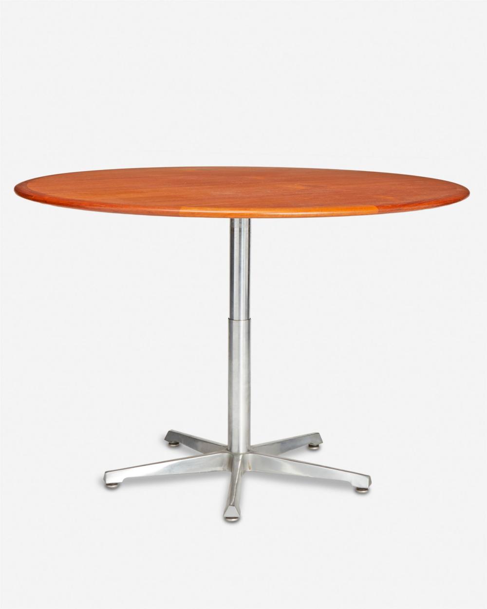 Appraisal: A Danish modern teak and metal adjustable dining table Third-quarter