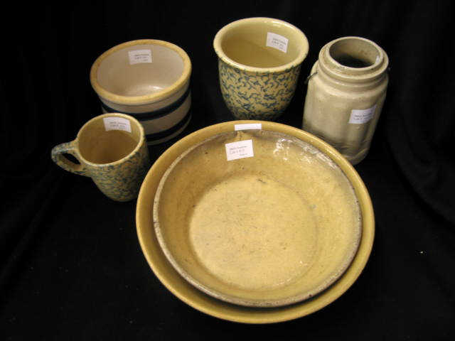 Appraisal: Pcs Stoneware Pottery mixing bowls mug crocks more