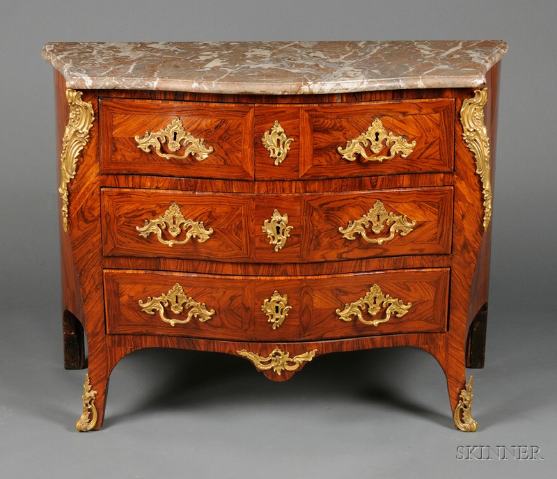 Appraisal: Louis XV Ormolu-mounted Kingwood and Marble-topped Commode third quarter th