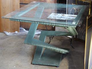 Appraisal: Roche Bobois 'Fleur de Fer' patinated metal dining table Roche