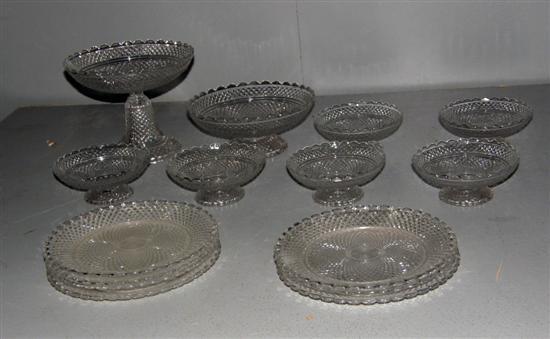 Appraisal: Baccarat pressed clear glass part dessert service comprising tall comport