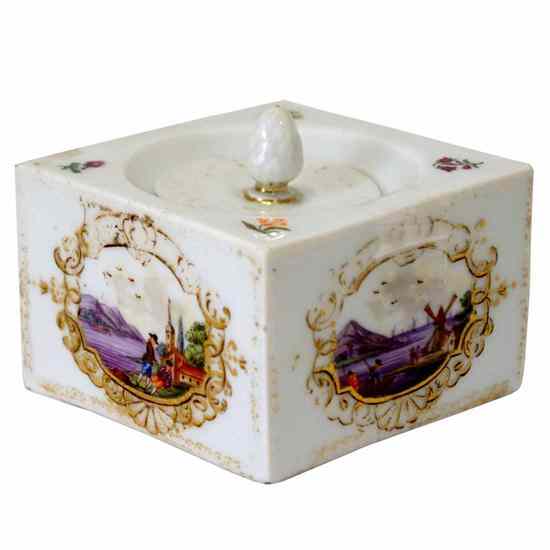 Appraisal: A Meissen Porcelain Square Ink Pot late th century of