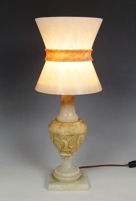 Appraisal: ALABASTER TABLE LAMP AND SHADE '' tall