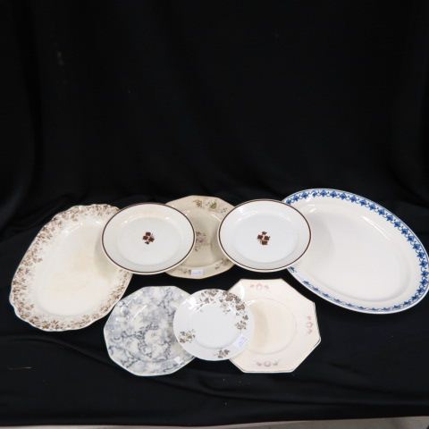 Appraisal: pcs Victorian Ironstone platters and plates including copper tea leaf