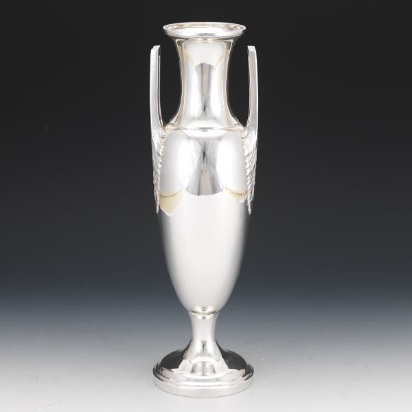 Appraisal: DOMINICK HAFF STERLING SILVER ACANTHUS VASE - x Elongated Greek