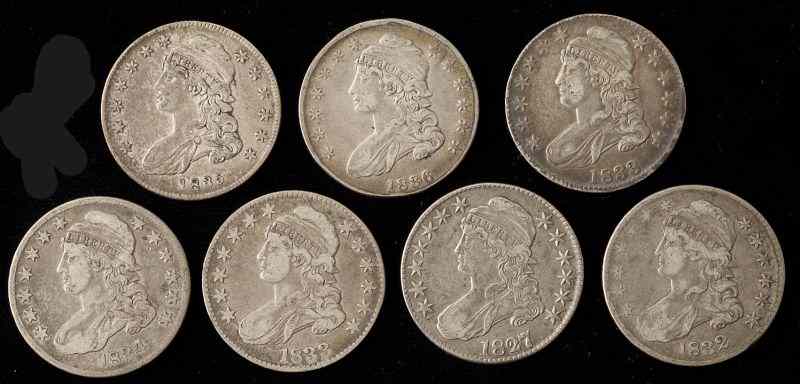 Appraisal: Grouping of Capped Bust Halvesdates to include Coins appear to