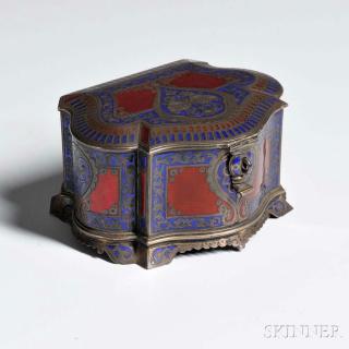 Appraisal: Russian Silver and Champlev Enamel Casket Russian Silver and Champlev