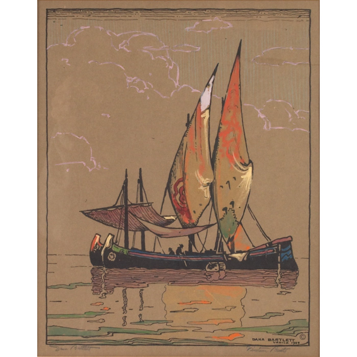 Appraisal: Dana Bartlett American - Venice with Sailing Boats woodblock x