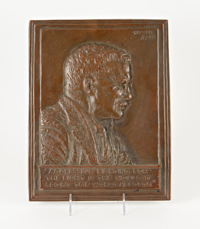 Appraisal: FRASER James Earle American - Bas-Relief Bronze of Theodore Roosevelt