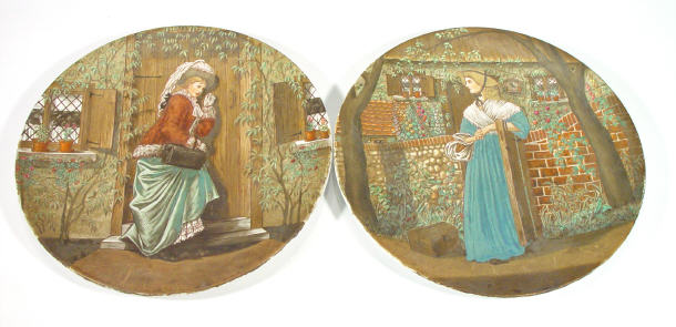 Appraisal: Two Arts and Crafts pottery wall plates hand painted and