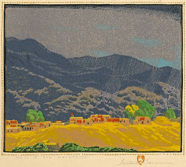 Appraisal: Gustave Baumann German American - Rain in the Mountains Woodcut